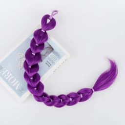 Synthetic Braids Purple Hair Ponytail Costume Hairstyle 24 Inch Long Ponytail with Clips for Kids Girls Halloween Christma Kpop