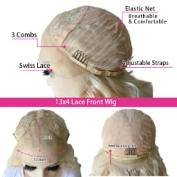 13x4 Glueless Blue Long Straight Synthetic Lace Front Wig Pre Plucked Ready To Wear for Women 24-32 Inch Daily Use