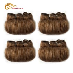 Brazilian Curly Hair 4 Bundles Double Drawn Human Hair 5 5 6 7 Inch Remy Hair Weave Bundles 1B 27 30 99J Color For Black Women