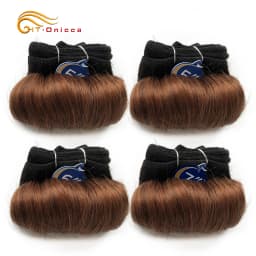 Brazilian Curly Hair 4 Bundles Double Drawn Human Hair 5 5 6 7 Inch Remy Hair Weave Bundles 1B 27 30 99J Color For Black Women