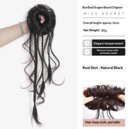 New Chinese Style Synthetic Hair Loose Temples Bun Ponytail Heat Resistant Retro Hair Accessories for Women Daily Party
