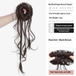 New Chinese Style Synthetic Hair Loose Temples Bun Ponytail Heat Resistant Retro Hair Accessories for Women Daily Party