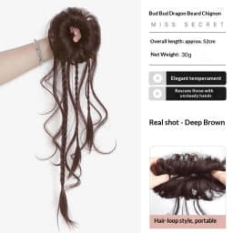 New Chinese Style Synthetic Hair Loose Temples Bun Ponytail Heat Resistant Retro Hair Accessories for Women Daily Party