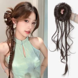 New Chinese Style Synthetic Hair Loose Temples Bun Ponytail Heat Resistant Retro Hair Accessories for Women Daily Party