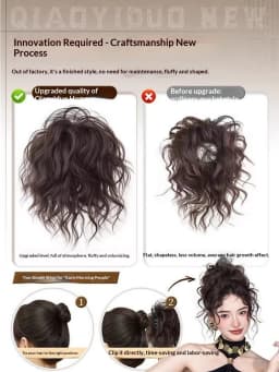 Synthetic Claw Clip Bun Hairpiece Latin Curly Volume High Ponytail Hair Donut Fake Hair Daily Party Accessory for Women