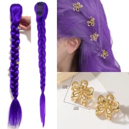 Purple 26inch Braid Clip in Ponytail Hair Extension Long Ponytail Hairpieces Cosplay for Kids Girl Halloween Christmas