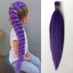 Purple 26inch Braid Clip in Ponytail Hair Extension Long Ponytail Hairpieces Cosplay for Kids Girl Halloween Christmas