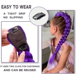 Purple 26inch Braid Clip in Ponytail Hair Extension Long Ponytail Hairpieces Cosplay for Kids Girl Halloween Christmas