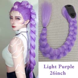 Purple 26inch Braid Clip in Ponytail Hair Extension Long Ponytail Hairpieces Cosplay for Kids Girl Halloween Christmas