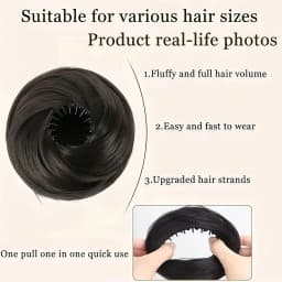 Synthetic Mini Claw Clip in Messy Hair Bun Donut Updo Hairpieces for Women Girls Curly Chignon Bird's Nest Shaped Retractable