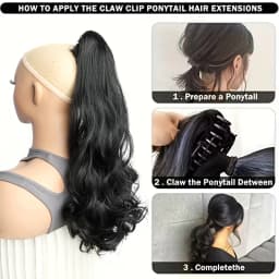 Synthetic Long Curly Ponytail Heat-resistant Claw Clip in Hair Extension Daily Easy to Wear Hairpiece for Women