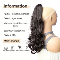 Synthetic Long Curly Ponytail Heat-resistant Claw Clip in Hair Extension Daily Easy to Wear Hairpiece for Women