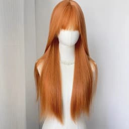 Orange Synthetic Wig with Big Waves, Halloween Party Cosplay Wig, Daily Wig, High-Temperature Silk Wig Cap