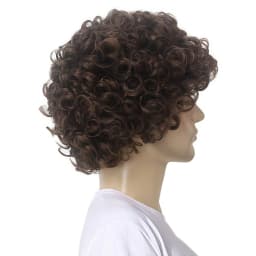 Brown Curly Short African-Style Wig, Suitable for Men, California Style, Role-Playing Costume Synthetic Fiber Material Wig
