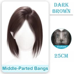 Straight Invisible Middle Part Hair Toupee Bangs Natural Looking Seamless Fluffy Synthetic Hairpiece for Women Topper Daily Wear