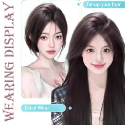 Straight Invisible Middle Part Hair Toupee Bangs Natural Looking Seamless Fluffy Synthetic Hairpiece for Women Topper Daily Wear