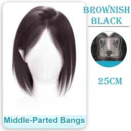 Straight Invisible Middle Part Hair Toupee Bangs Natural Looking Seamless Fluffy Synthetic Hairpiece for Women Topper Daily Wear