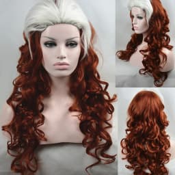 StrongBeauty X-Men Anna Marie Rogue Cosplay Wig Red Long Wavy Synthetic Wigs