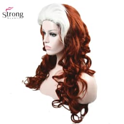 StrongBeauty X-Men Anna Marie Rogue Cosplay Wig Red Long Wavy Synthetic Wigs