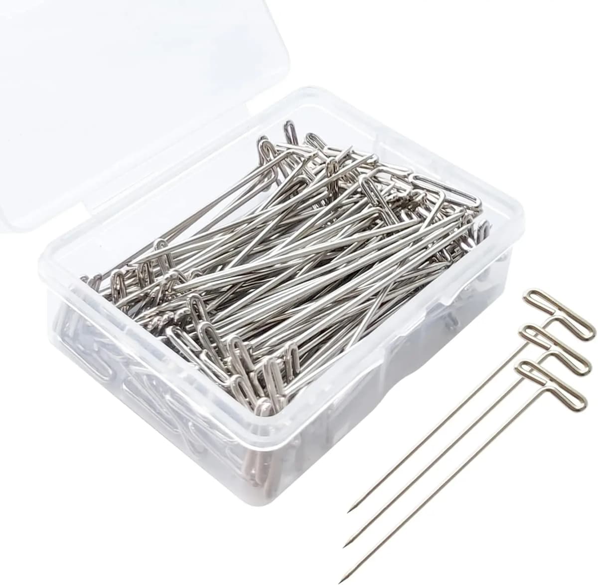 50/100/200Pcs 38MM T Pin Needles Wig Making T Pins for Blocking Knitting T-Pins Stainless Steel