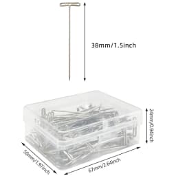 50/100/200Pcs 38MM T Pin Needles Wig Making T Pins for Blocking Knitting T-Pins Stainless Steel
