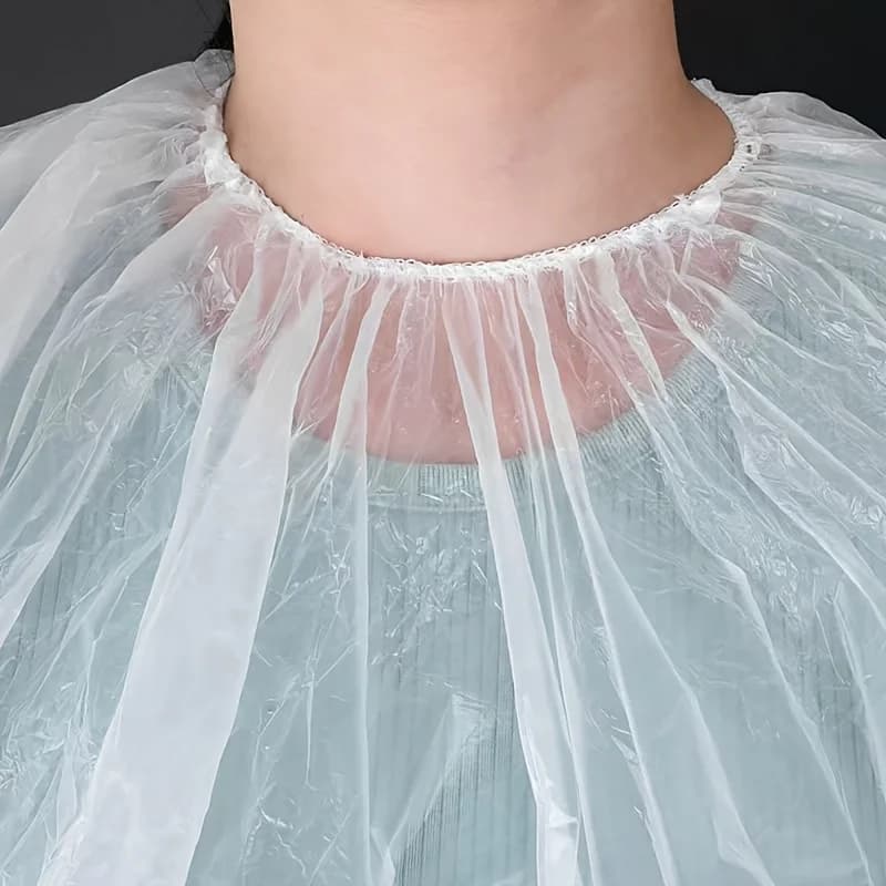 12Pcs Disposable Hairdressing Cape Transparent Waterproof Hair Salon Barber Cutting Dyeing Perm Apron