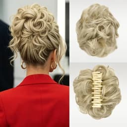 Synthetic Short Curly Messy Hair Bun Short Curly Extension Claw Clip Hair Scrunchies Hairpiece for Women Daily Use