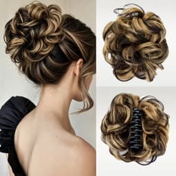 Synthetic Short Curly Messy Hair Bun Short Curly Extension Claw Clip Hair Scrunchies Hairpiece for Women Daily Use