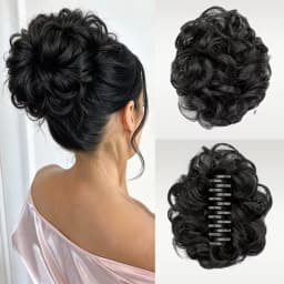 Synthetic Short Curly Messy Hair Bun Short Curly Extension Claw Clip Hair Scrunchies Hairpiece for Women Daily Use