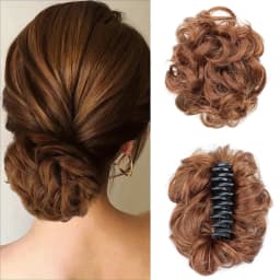 Synthetic Short Curly Messy Hair Bun Short Curly Extension Claw Clip Hair Scrunchies Hairpiece for Women Daily Use