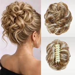 Synthetic Short Curly Messy Hair Bun Short Curly Extension Claw Clip Hair Scrunchies Hairpiece for Women Daily Use
