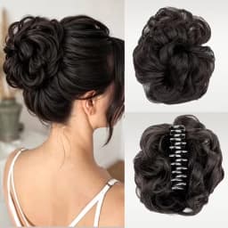 Synthetic Short Curly Messy Hair Bun Short Curly Extension Claw Clip Hair Scrunchies Hairpiece for Women Daily Use