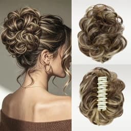 Synthetic Short Curly Messy Hair Bun Short Curly Extension Claw Clip Hair Scrunchies Hairpiece for Women Daily Use