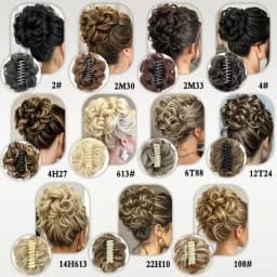 Synthetic Short Curly Messy Hair Bun Short Curly Extension Claw Clip Hair Scrunchies Hairpiece for Women Daily Use