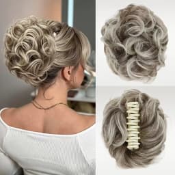Synthetic Short Curly Messy Hair Bun Short Curly Extension Claw Clip Hair Scrunchies Hairpiece for Women Daily Use