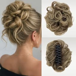 Synthetic Short Curly Messy Hair Bun Short Curly Extension Claw Clip Hair Scrunchies Hairpiece for Women Daily Use