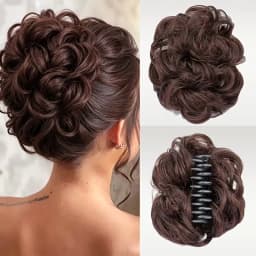 Synthetic Short Curly Messy Hair Bun Short Curly Extension Claw Clip Hair Scrunchies Hairpiece for Women Daily Use