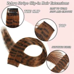 5pcs/set Stripe Printed Hair Colorful Long Straight Hair Pieces Synthetic Clip-in Hair Extensions for Daily Use Party Christmas