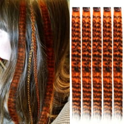 5pcs/set Stripe Printed Hair Colorful Long Straight Hair Pieces Synthetic Clip-in Hair Extensions for Daily Use Party Christmas