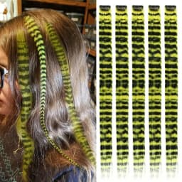 5pcs/set Stripe Printed Hair Colorful Long Straight Hair Pieces Synthetic Clip-in Hair Extensions for Daily Use Party Christmas
