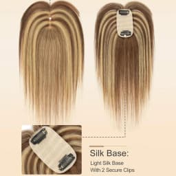 Real Human Hair Toppers for Women with Bangs 5x9cm Lace Base Top Hair Extensions 8-12 Inch for Thinning Hair Cover