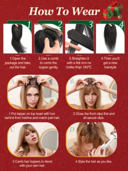 Real Human Hair Toppers for Women with Bangs 5x9cm Lace Base Top Hair Extensions 8-12 Inch for Thinning Hair Cover