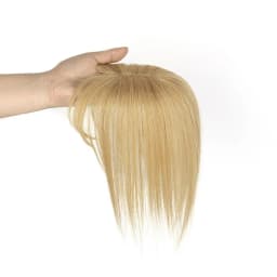 Real Human Hair Toppers for Women with Bangs 5x9cm Lace Base Top Hair Extensions 8-12 Inch for Thinning Hair Cover