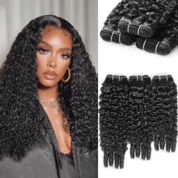 Burmese Curly Human Hair Bundles Unprocessed 12A Brazilian Virgin Hair Bundles 30 40 Inch 1/3/4 Bundles Water Wave Weave Human Hair Extensions With Spiral Curly Ends Black