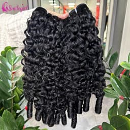 Burmese Curly Human Hair Bundles Unprocessed 12A Brazilian Virgin Hair Bundles 30 40 Inch 1/3/4 Bundles Water Wave Weave Human Hair Extensions With Spiral Curly Ends Black