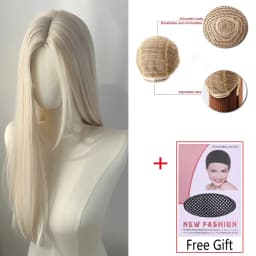 High temperature Fibers for Cosplay Moonlight White Light Blonde Wig 28inch Wig Long Straight Synthetic Wigs