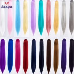 Snoya 60cm/30cm Synthetic Versatile Long Straight Claw Clip Ponytail Extensions for Ancient Costume Design Red Purple Pink Blue