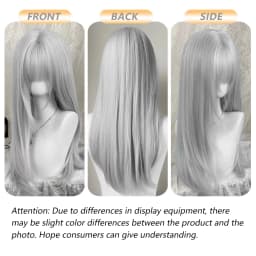 Silver-gray Straight Hair Synthetic Wig for Party, Halloween Cosplay, Role-playing, Daily Use, High-temperature Hair Accessory