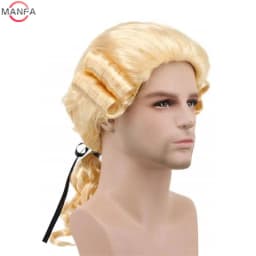 Lawyer Judge Baroque Cosplay Wig Curly Grey White Black Deluxe Historical Long Heat Resistant Synthetic Hair Wigs + Wig Cap