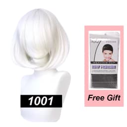 Snoya 35cm Synthetic Short Bob Straight Hair with Trimmable Bangs Lolita Pink Green Blonde Red Cosplay Wigs for Women+Wig Cap